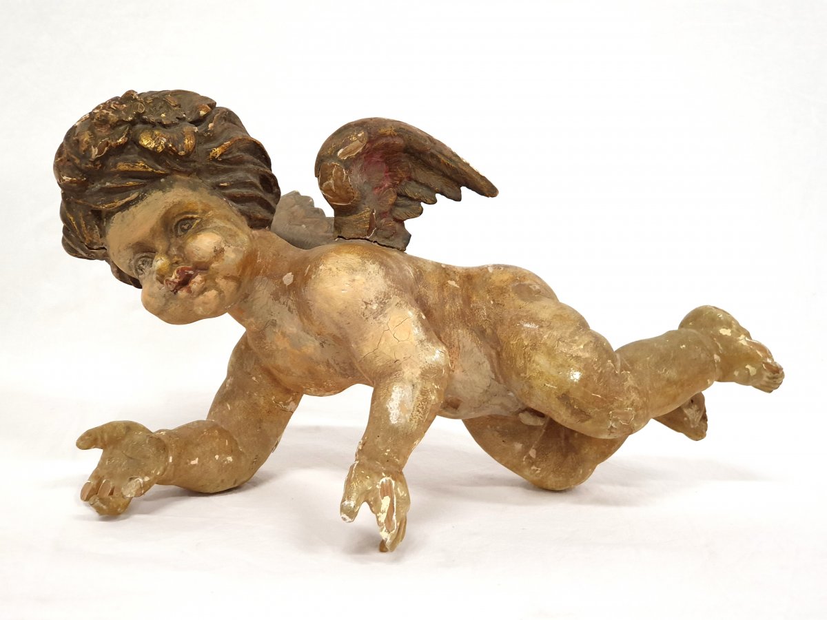 Cupidon Baroque Sculpté 18ème Siècle