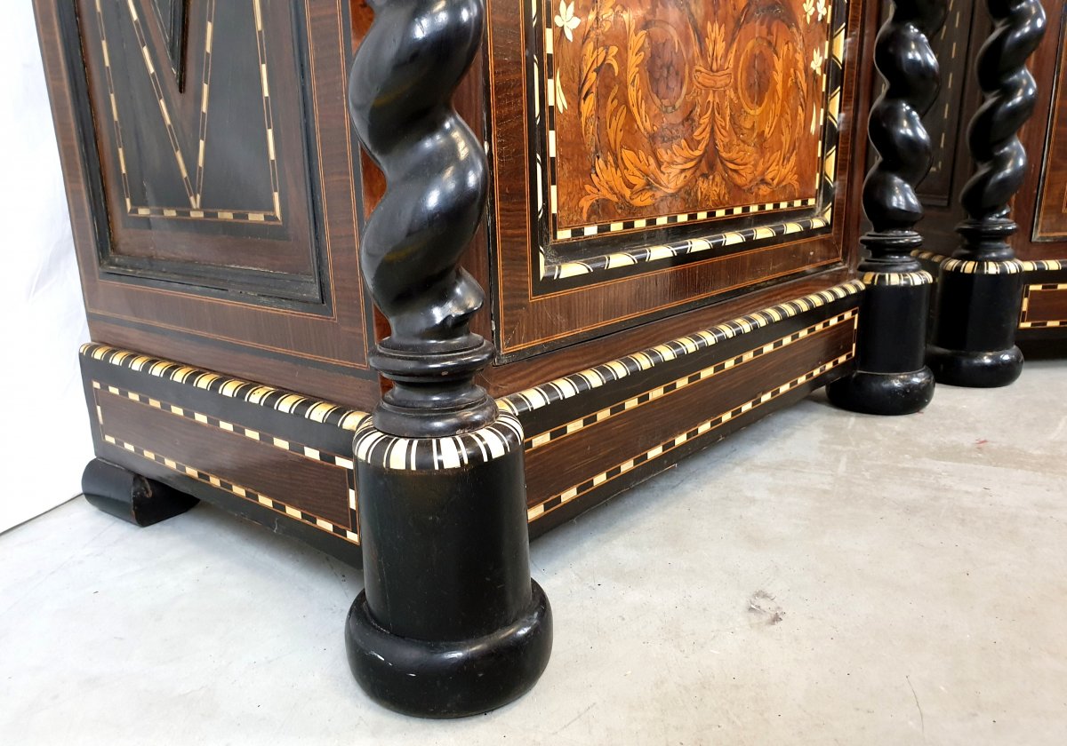 Pair Of Cabinets Napoleon III Ivory Marquetry-photo-5