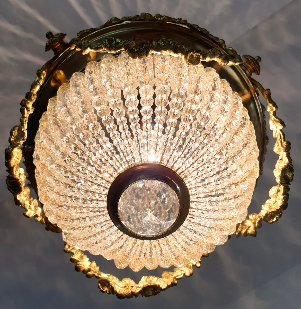 Chandelier Bronze And Crystal 19th Century-photo-3