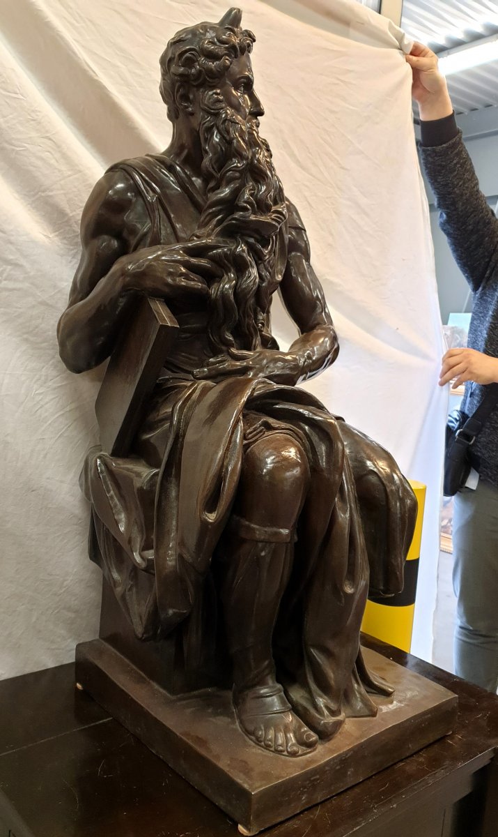 Large Bronze Figure Moses Barbedienne Michelangelo-photo-3