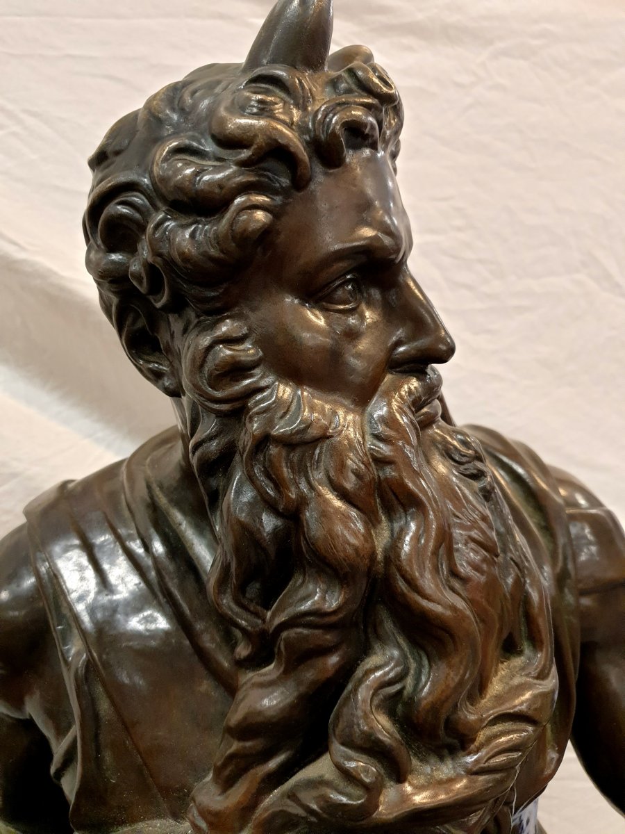 Large Bronze Figure Moses Barbedienne Michelangelo-photo-2