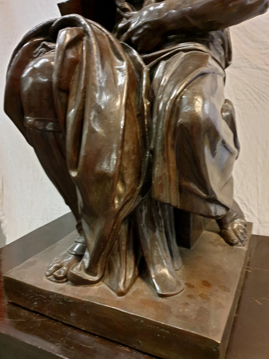 Large Bronze Figure Moses Barbedienne Michelangelo-photo-3