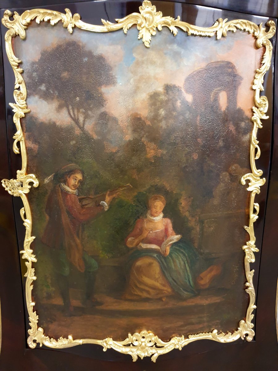 Meuble d'Appui Louis XVI Pailssandre Peinture à l'Huile-photo-1