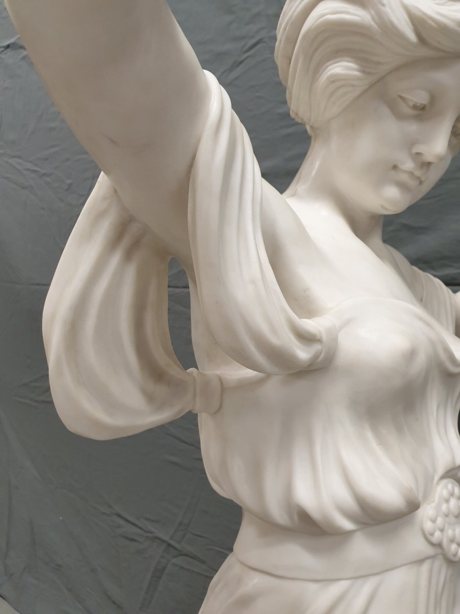 Grande Figure En Marbre 150 Cm La Danseur Carrara Statuario E. Drouot Art Nouveau-photo-1