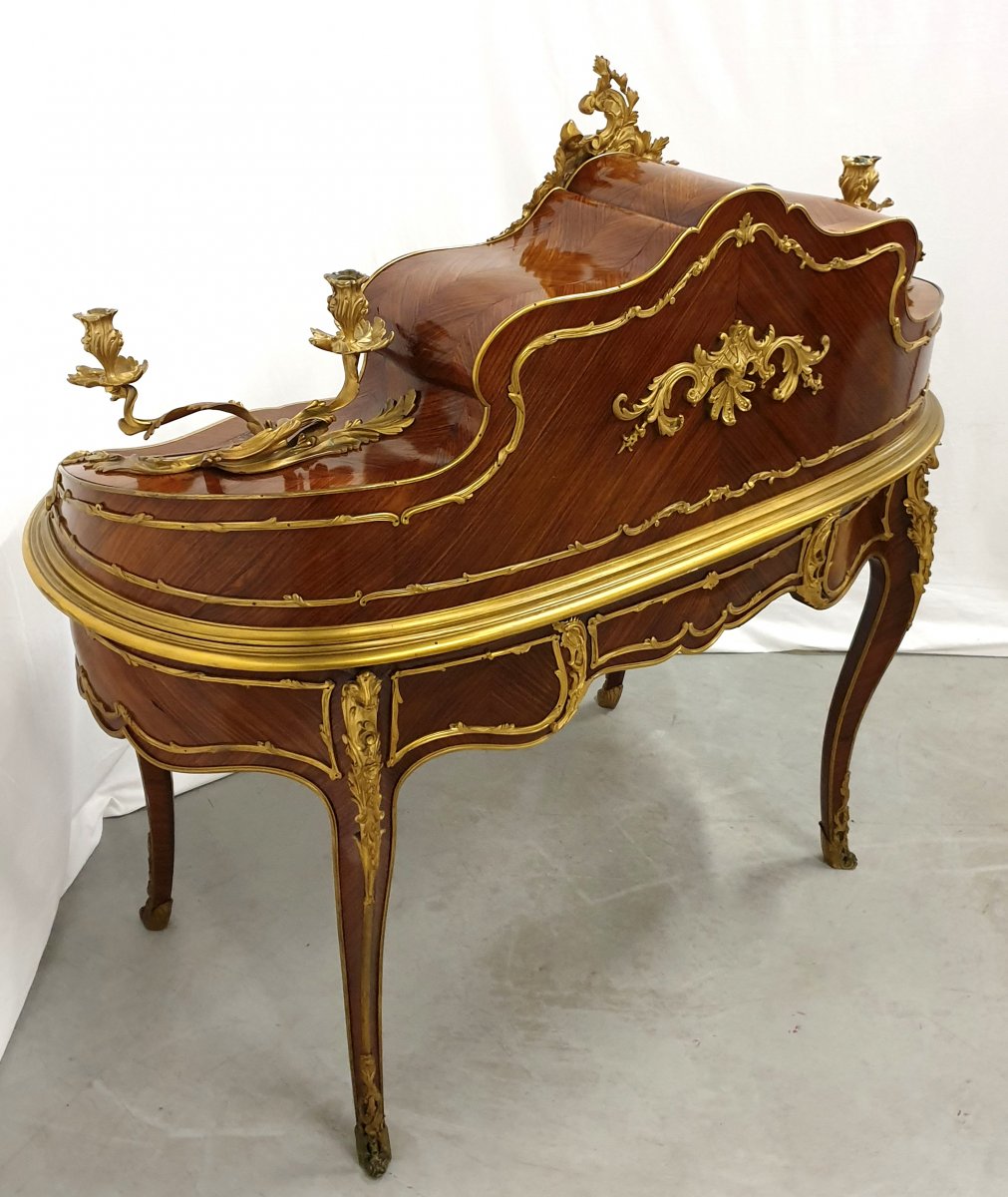 Exceptional Bureau A Gradin Signed Balthazard A Paris 19th Century-photo-4