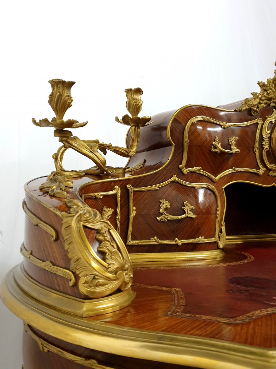 Exceptional Bureau A Gradin Signed Balthazard A Paris 19th Century-photo-3