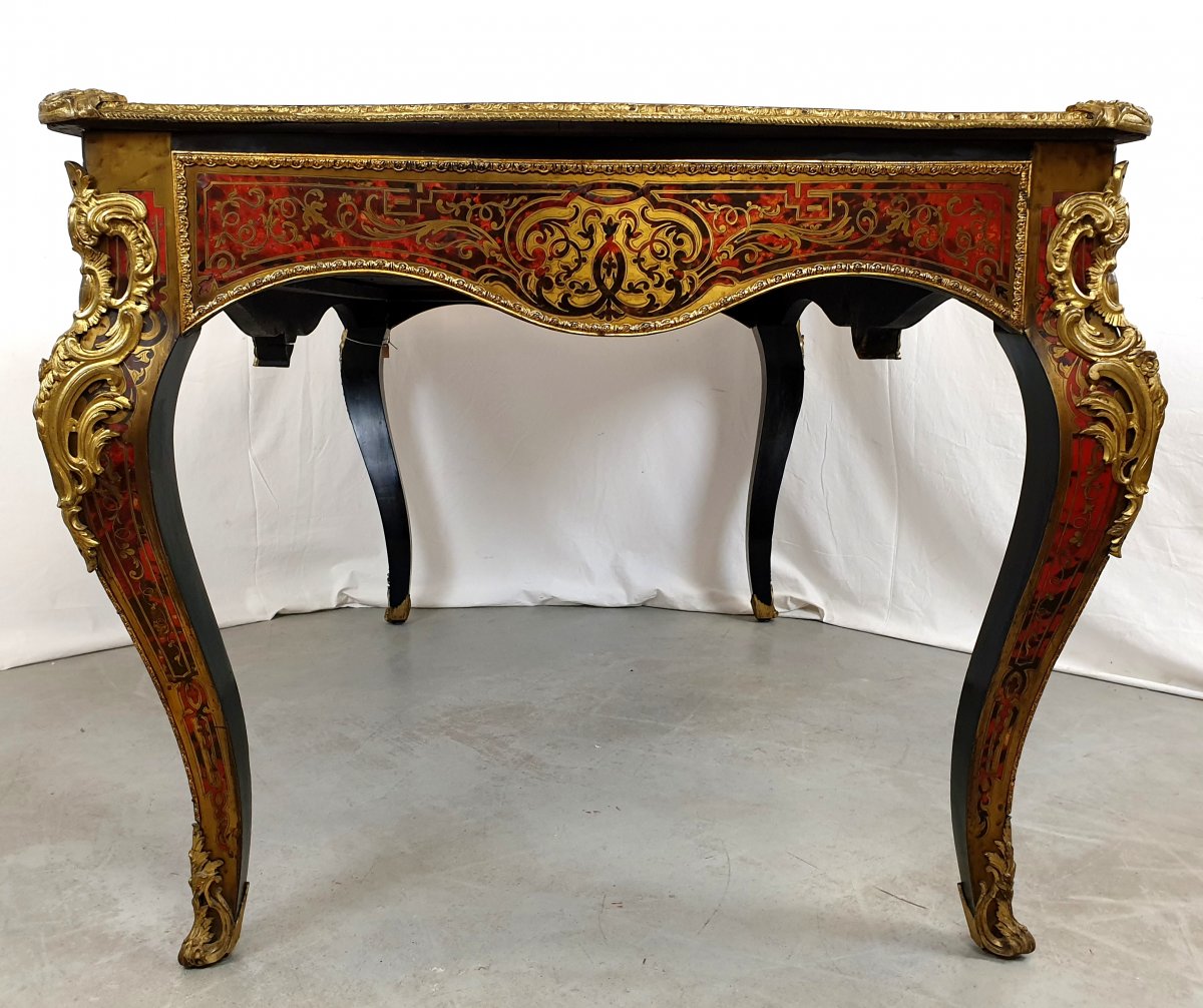 Bureau Boulle Marqueterie 154x93 Cm 19eme Siecle-photo-2