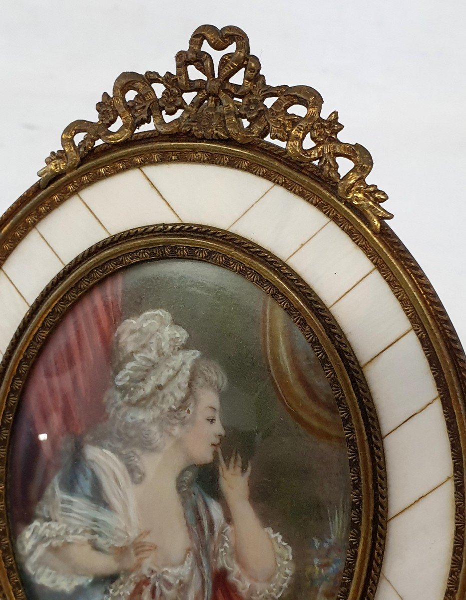 Proantic Paire De Cadres Portraits Bone Nacre 19 me Siecle
