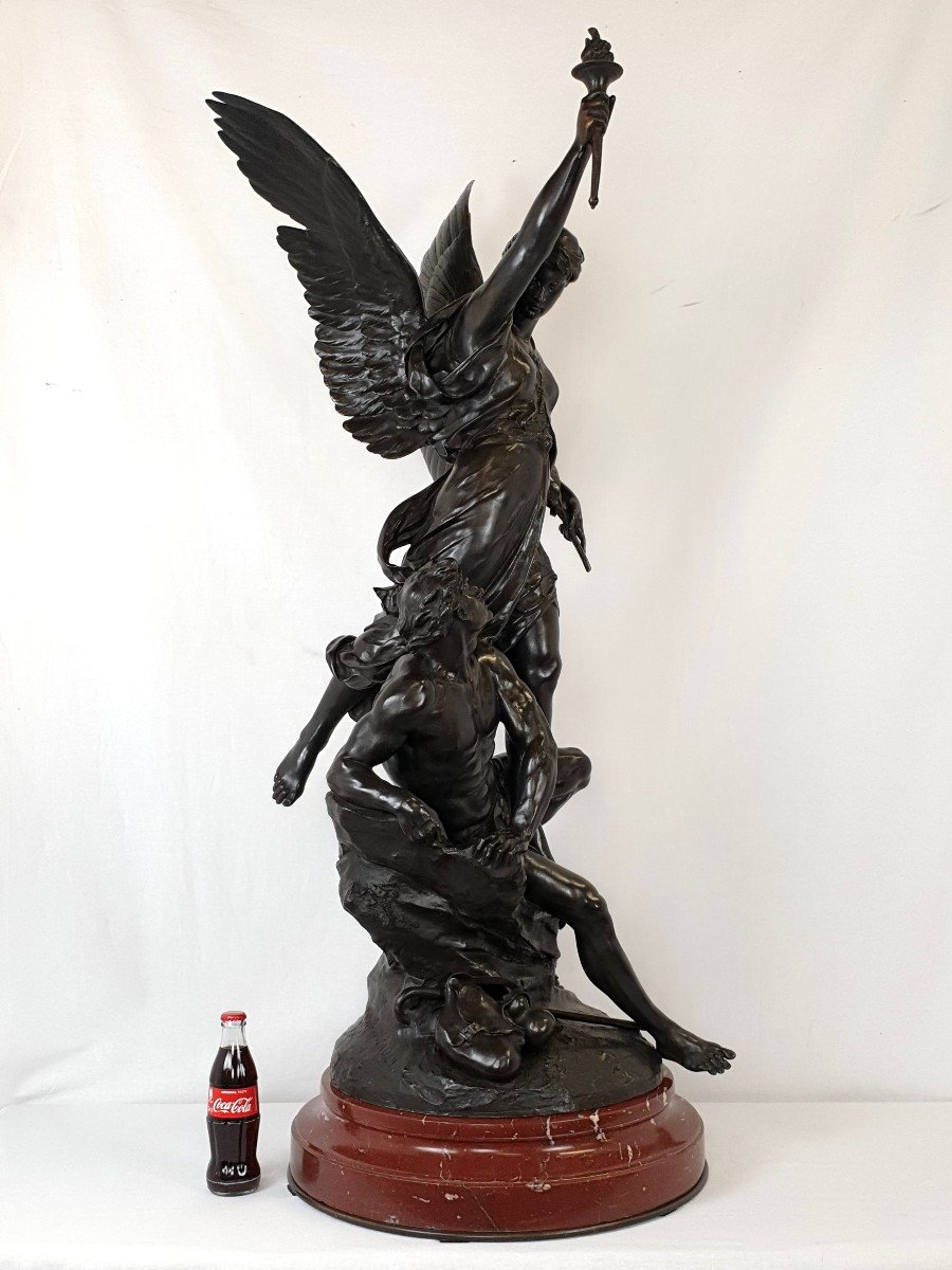 Important Bronze Figure 126 Cm E. Picault 19th Century-photo-2