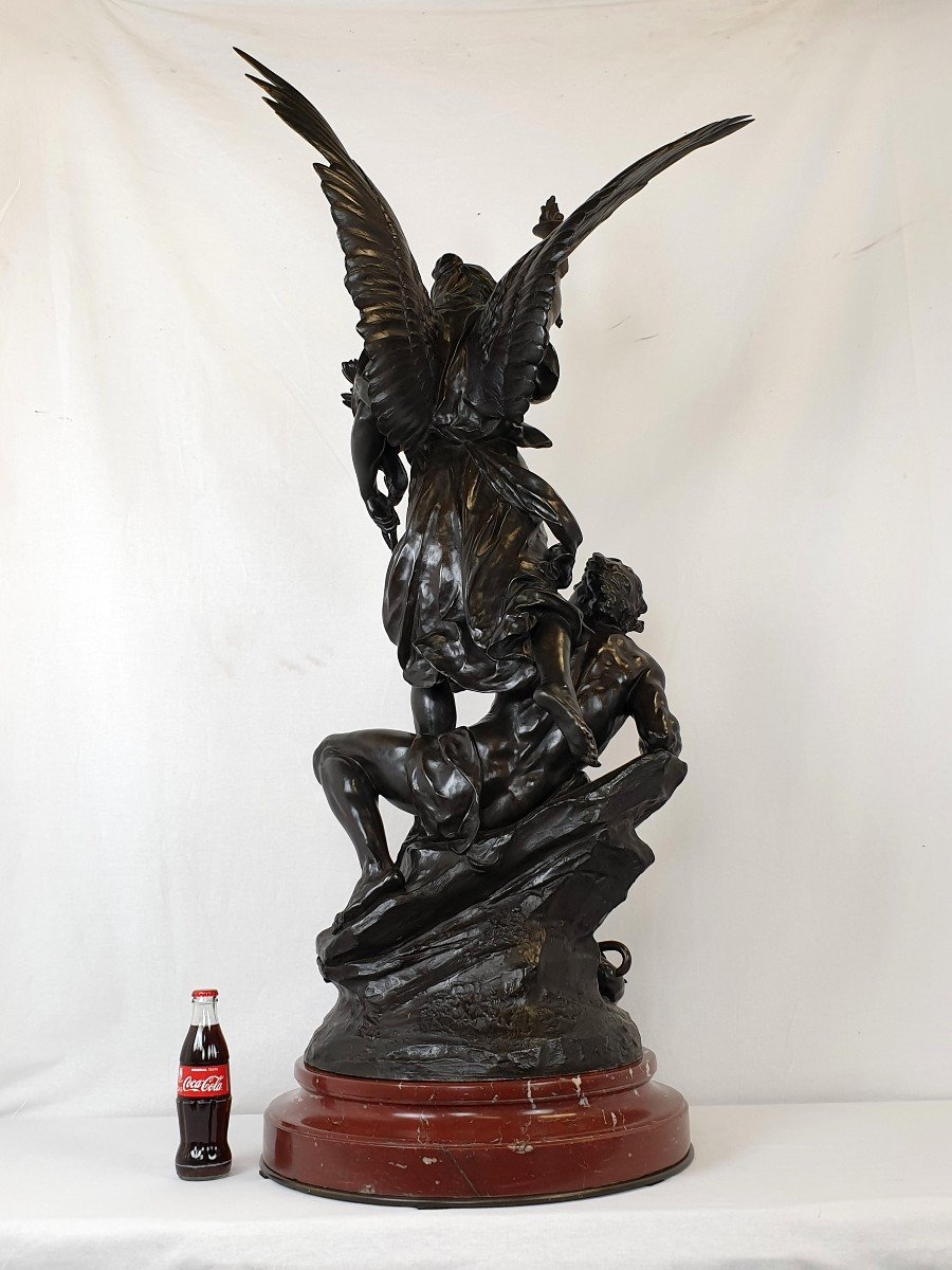 Important Bronze Figure 126 Cm E. Picault 19th Century-photo-3