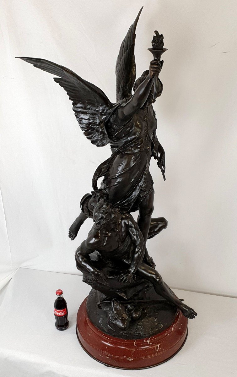Important Bronze Figure 126 Cm E. Picault 19th Century-photo-3