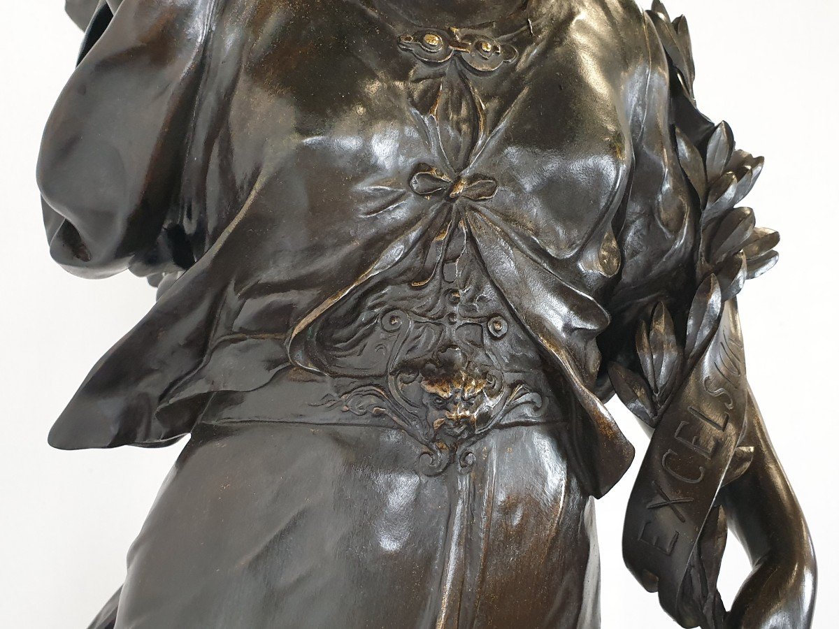 Important Bronze Figure 126 Cm E. Picault 19th Century-photo-7