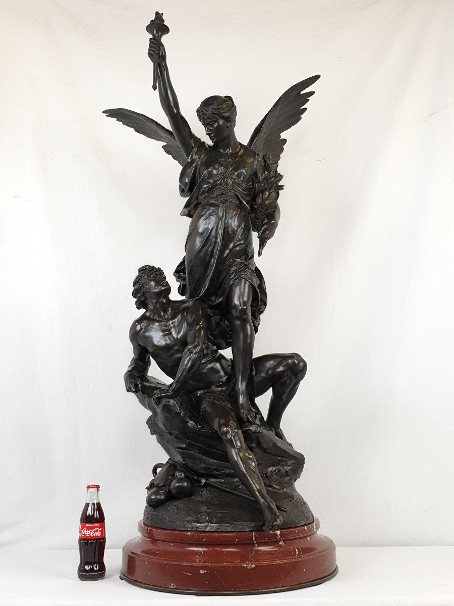 Important Bronze Figure 126 Cm E. Picault 19th Century