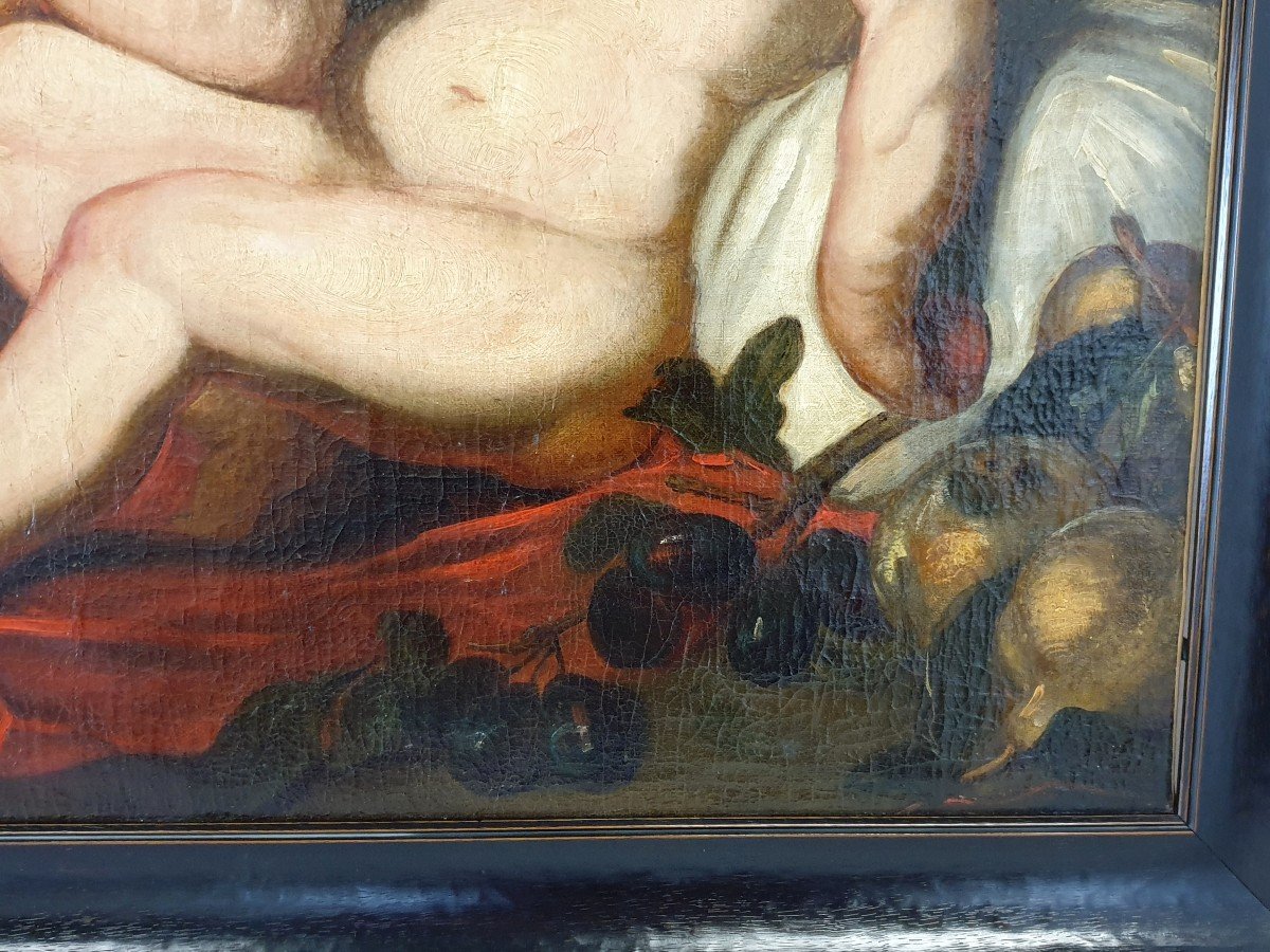 Huile Sur Toile Christ De St. Jean Et Les Anges Selon Rubens 19eme Siècle-photo-3