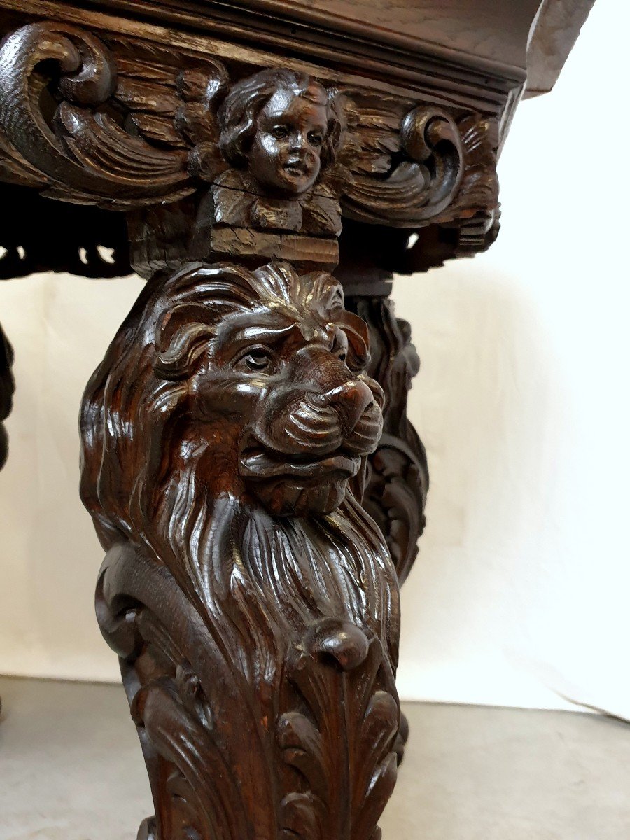19th Century Richly Carved Walnut Table-photo-2