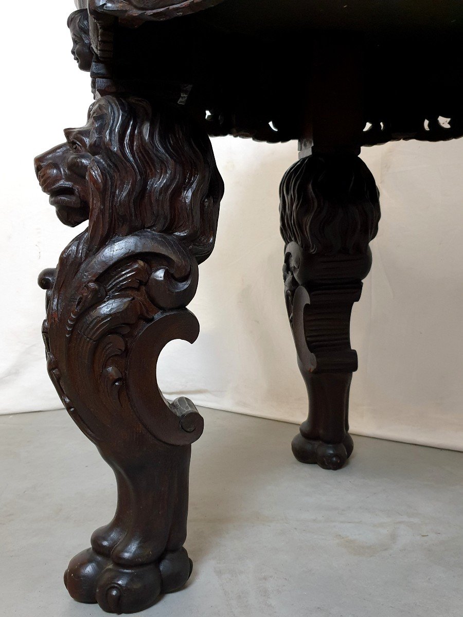 19th Century Richly Carved Walnut Table-photo-3