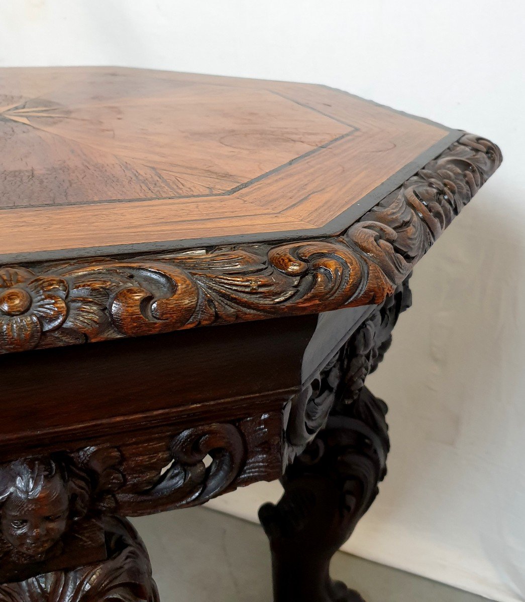 19th Century Richly Carved Walnut Table-photo-4