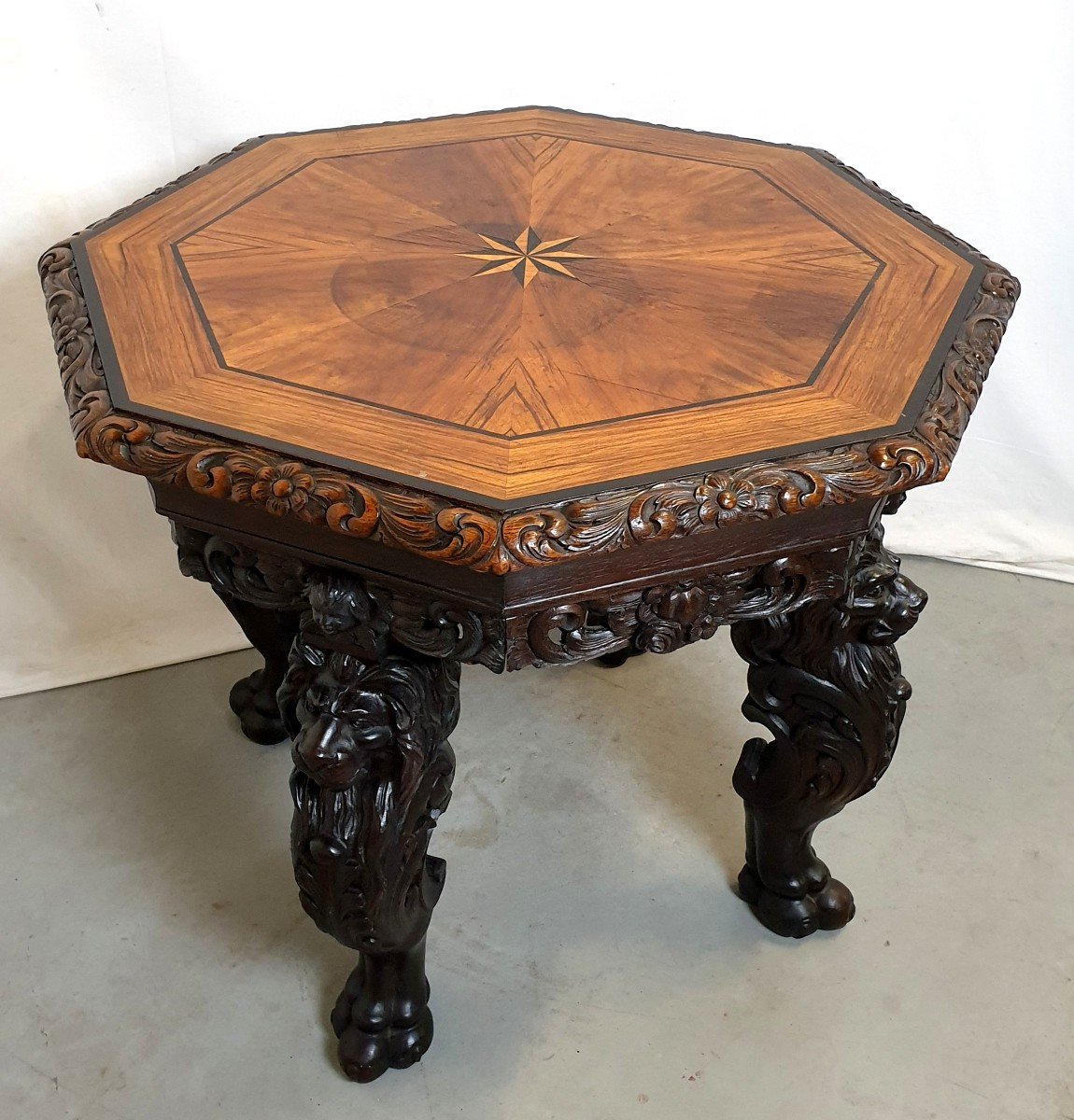 19th Century Richly Carved Walnut Table