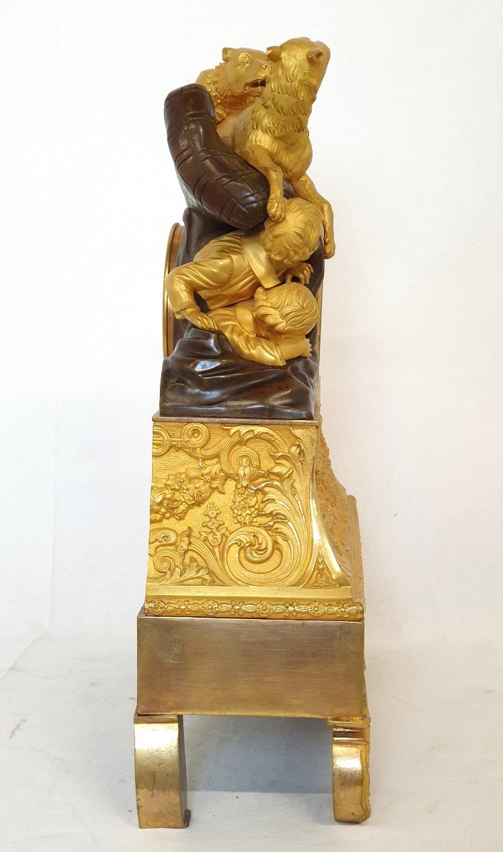 Charles X Dogs And Amores Gilt Bronze Clock 1830-photo-4