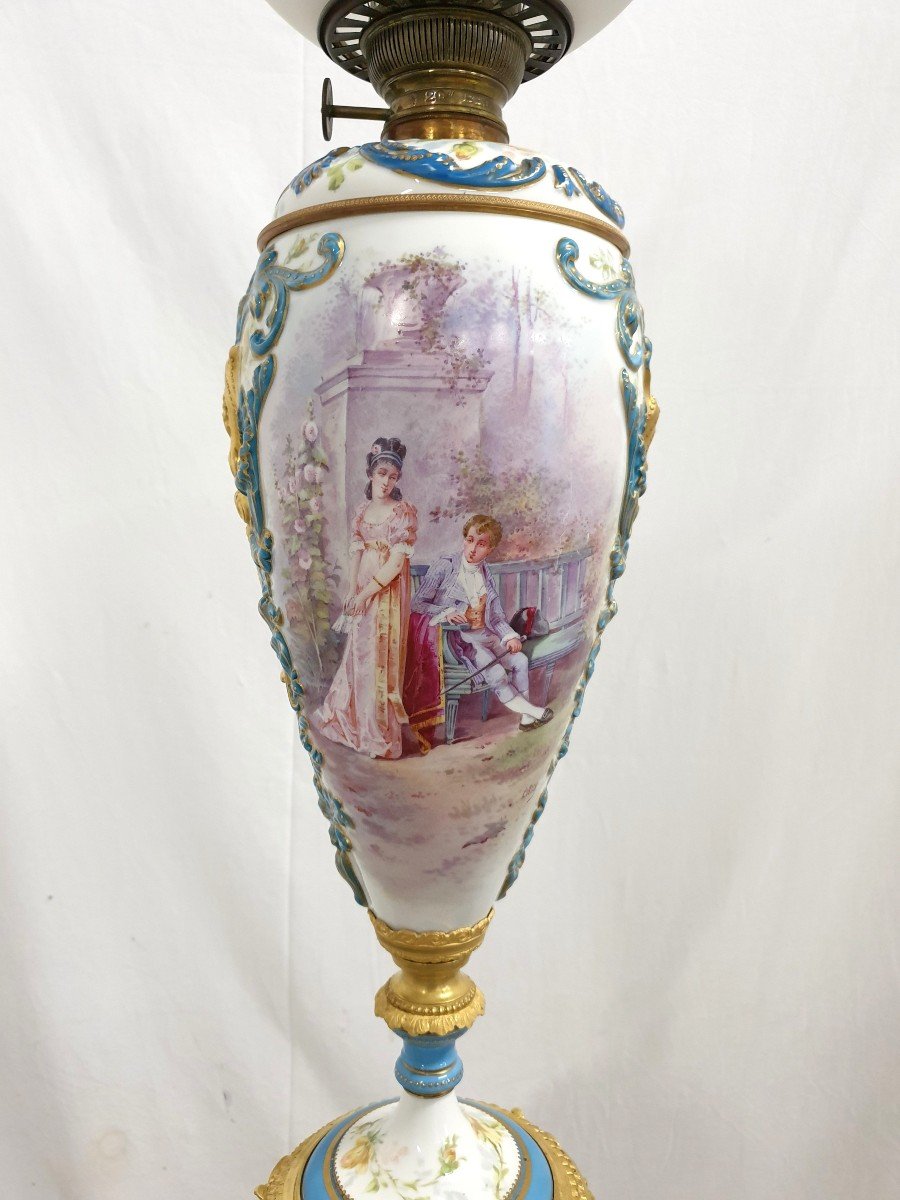 Lampadaire Porcelaine De Sevres Bronze Dore Signee 193 cm-photo-3