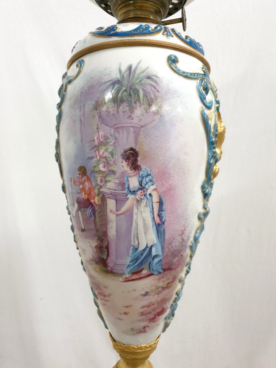 Lampadaire Porcelaine De Sevres Bronze Dore Signee 193 cm-photo-4