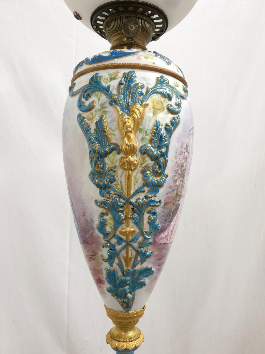 Lampadaire Porcelaine De Sevres Bronze Dore Signee 193 cm-photo-5