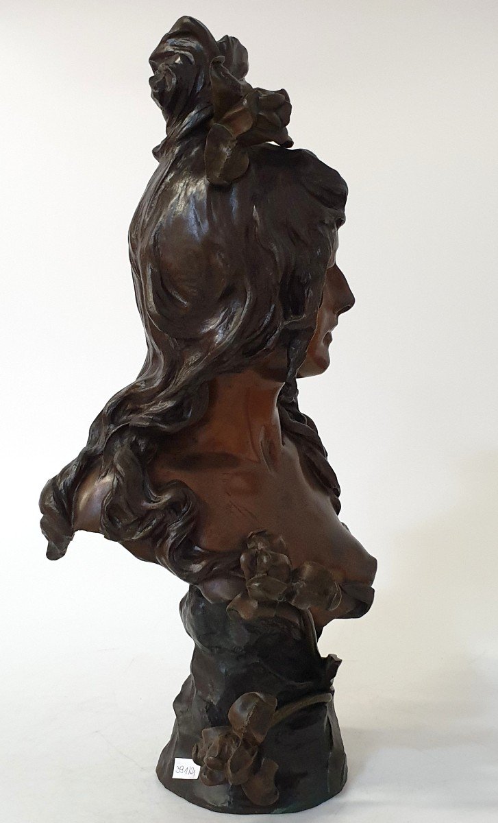 Buste En Bronze Art Nouveau Ant Nelson Paris 63 Cm-photo-4