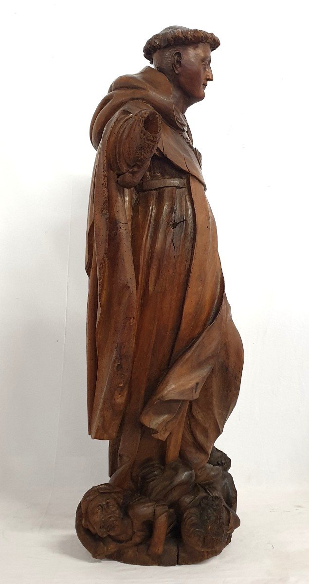 Sacred Figure Of St.antonie XVII In Wood 117 Cm-photo-2