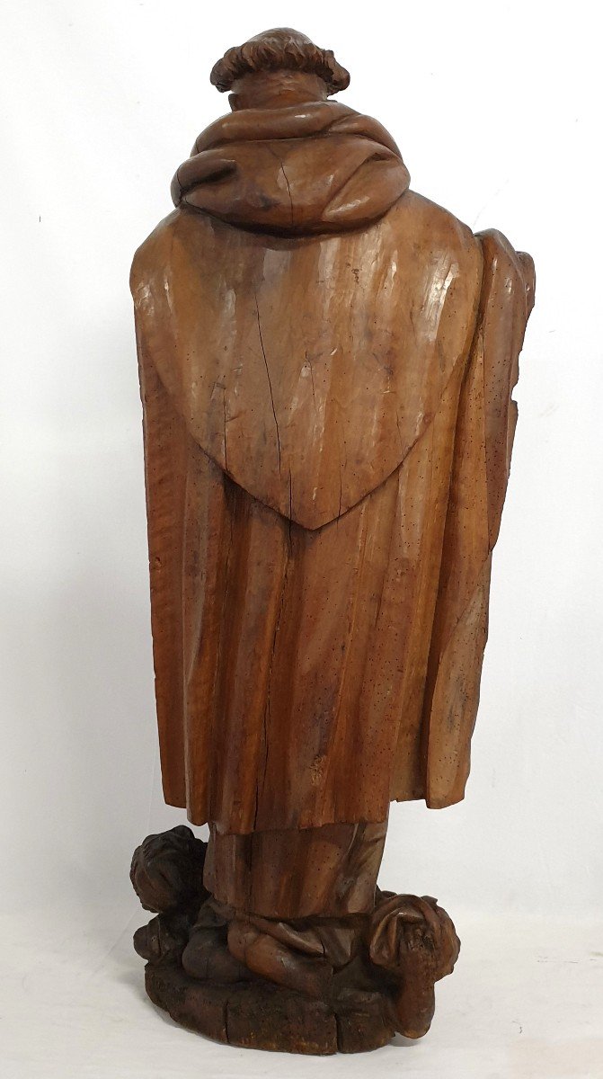 Sacred Figure Of St.antonie XVII In Wood 117 Cm-photo-3