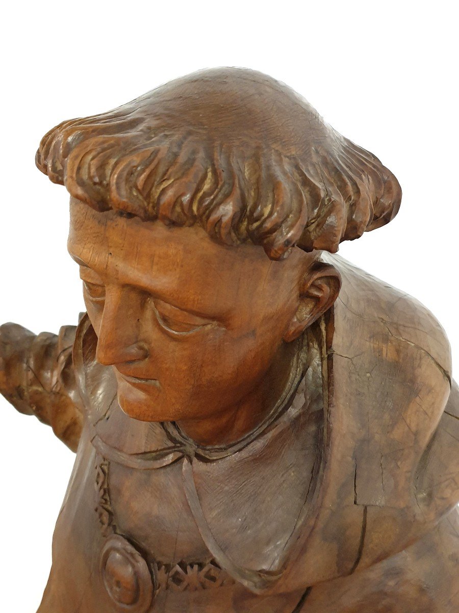 Sacred Figure Of St.antonie XVII In Wood 117 Cm-photo-4