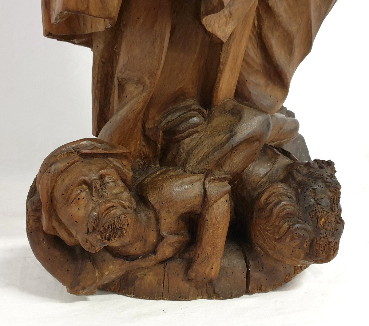 Sacred Figure Of St.antonie XVII In Wood 117 Cm-photo-6