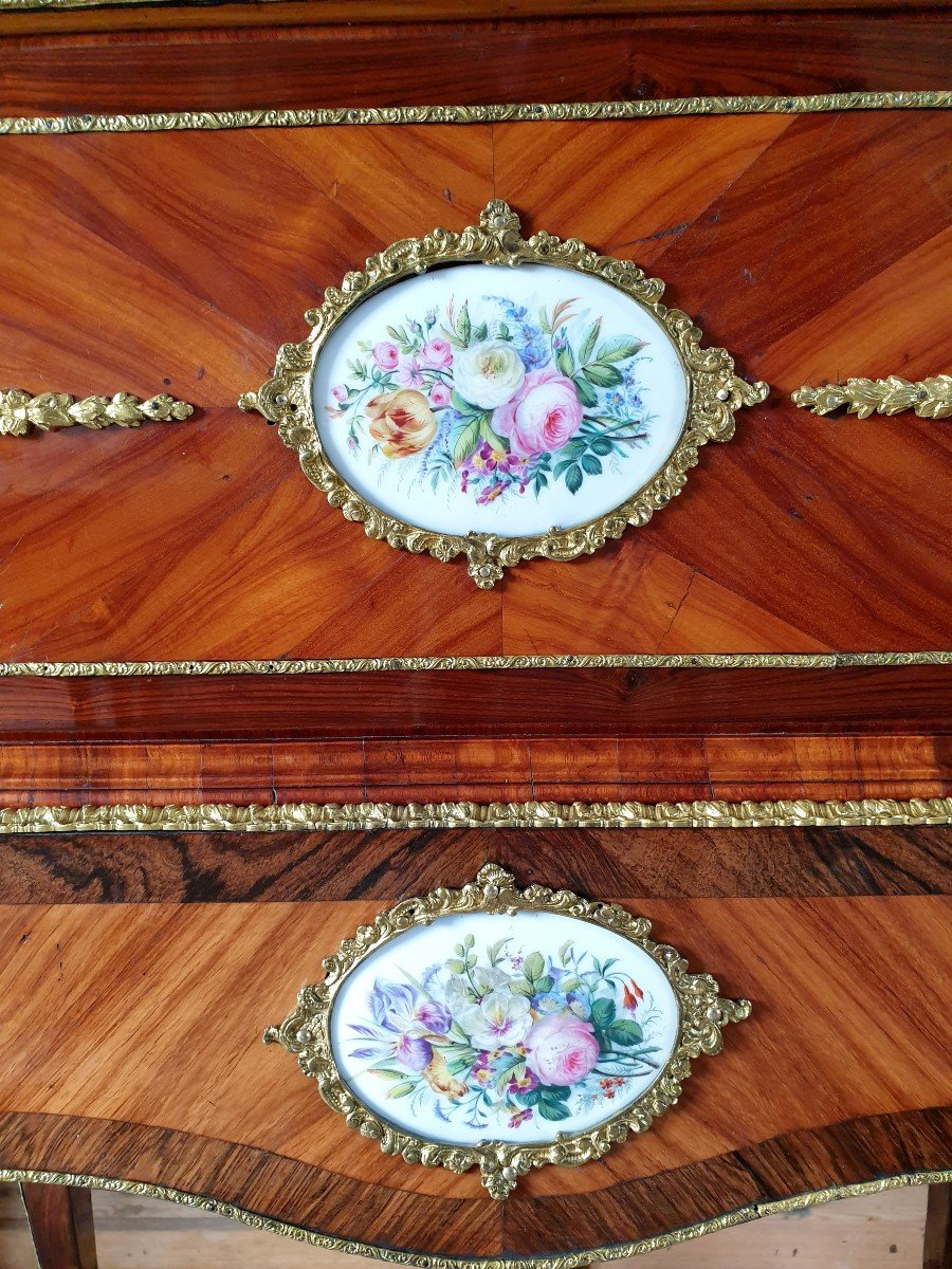 Jardiniere Napoleon III Rosewood Bronze Porcelain 19th Century-photo-1