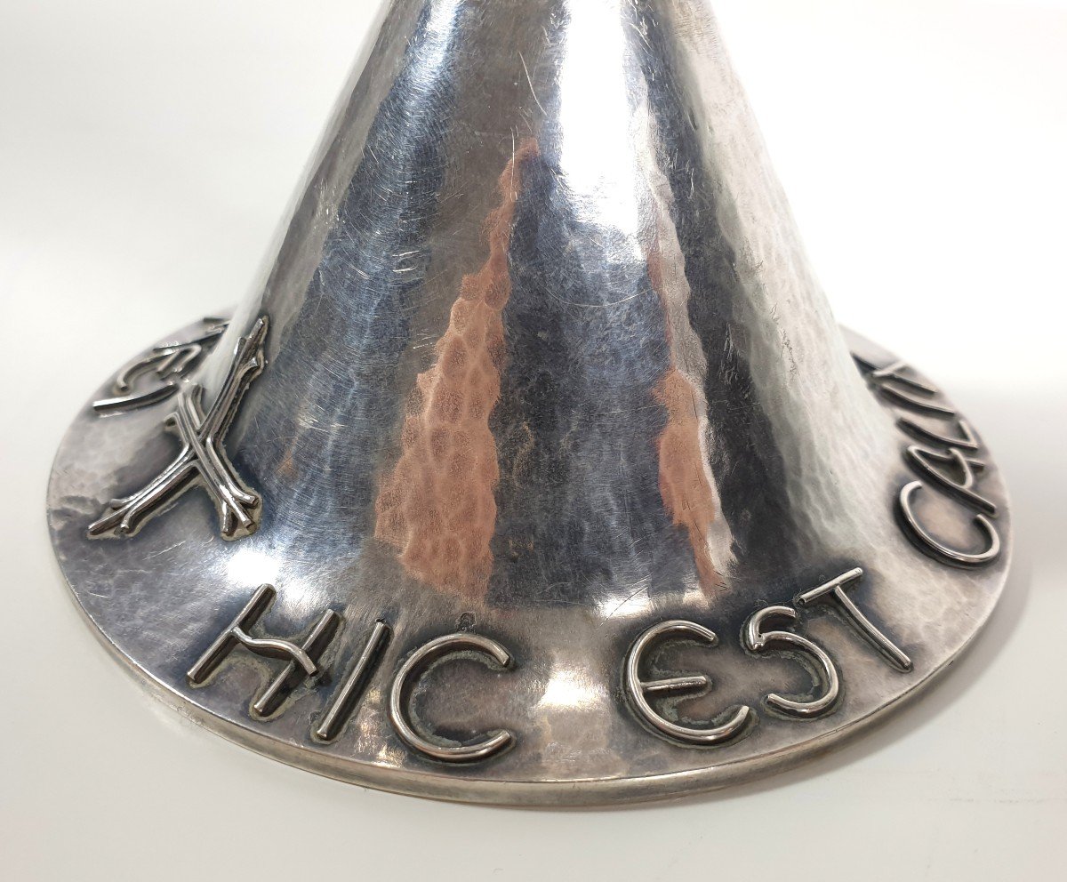 Art Deco Silver Chalice + Patena Spoon Case-photo-3