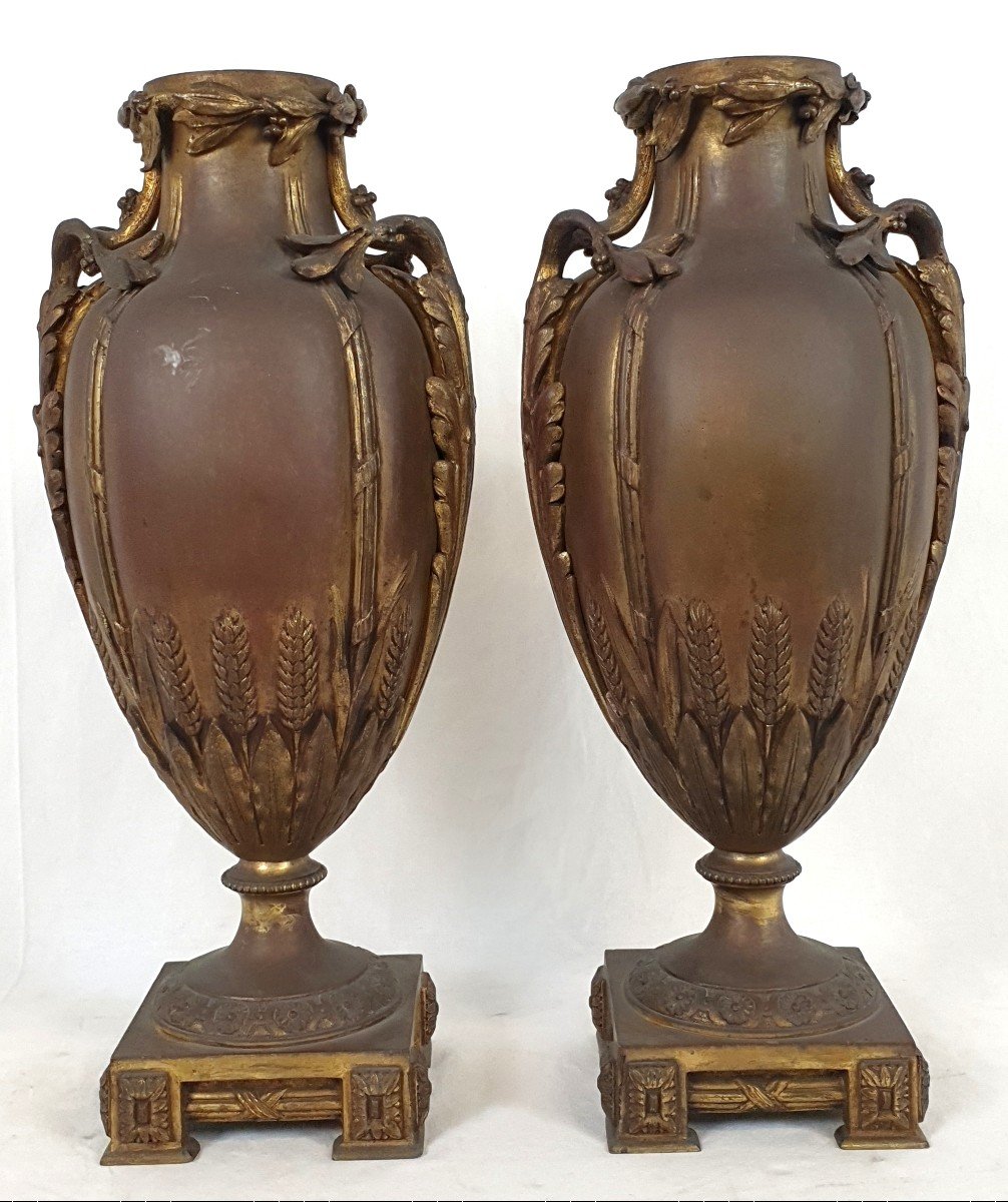 Pair Of Vase In Brone A. Erdmann Signed 19th Century-photo-2