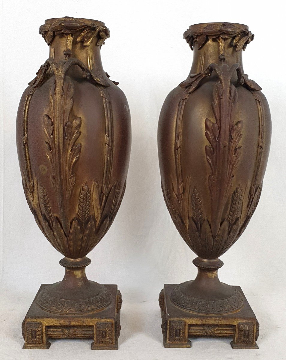 Pair Of Vase In Brone A. Erdmann Signed 19th Century-photo-4