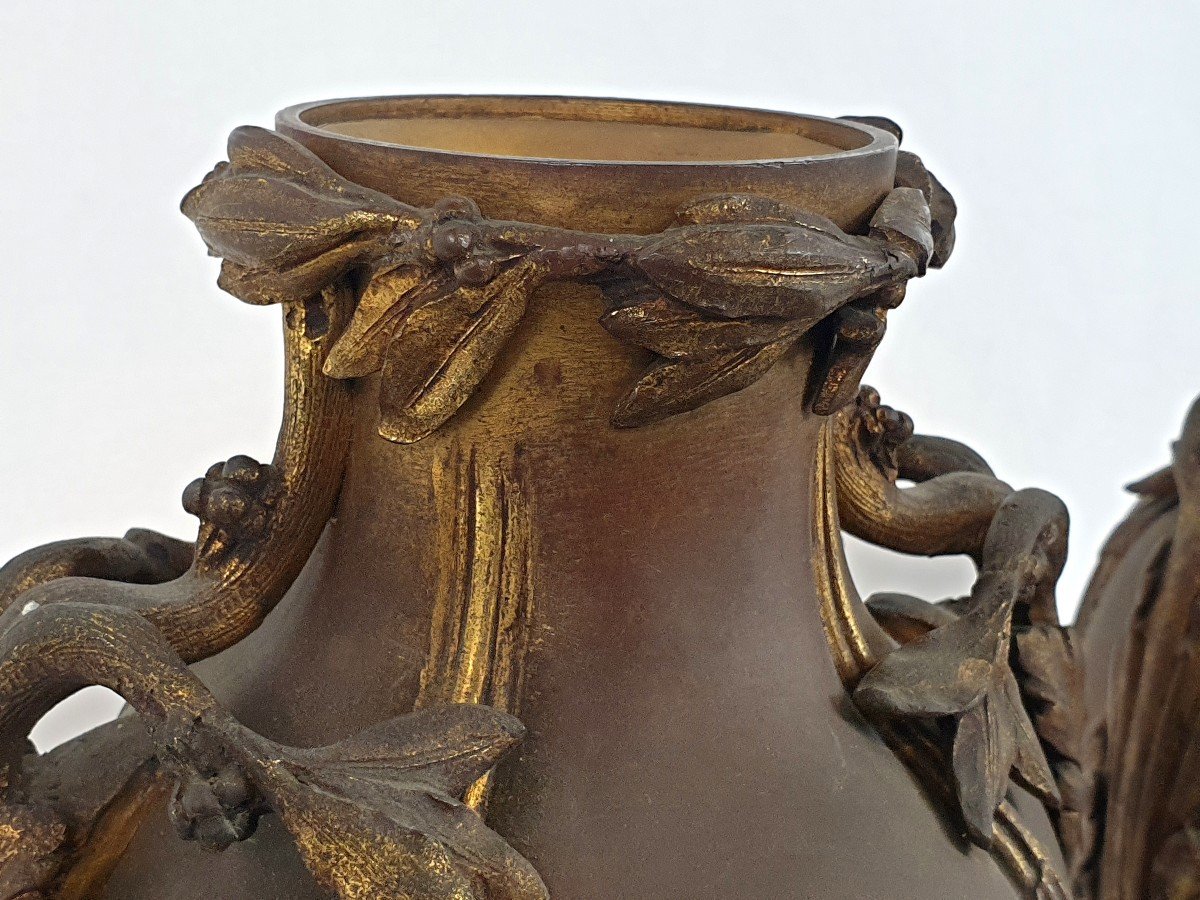 Pair Of Vase In Brone A. Erdmann Signed 19th Century-photo-5