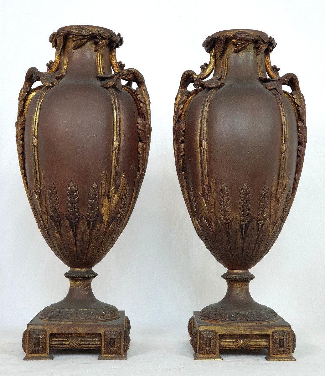 Pair Of Vase In Brone A. Erdmann Signed 19th Century