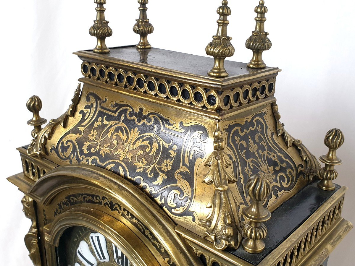 Pendule Religieuse En Boulle Marqueterie Louis XIV Style-photo-5