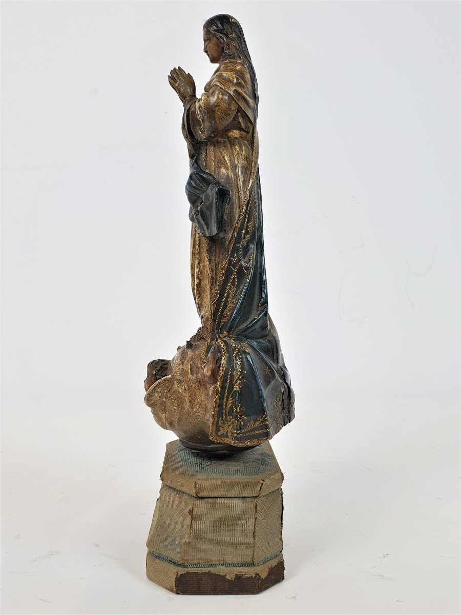 Figurine In Madonna Immaculata Polychrome 18th Century 32 Cm-photo-2
