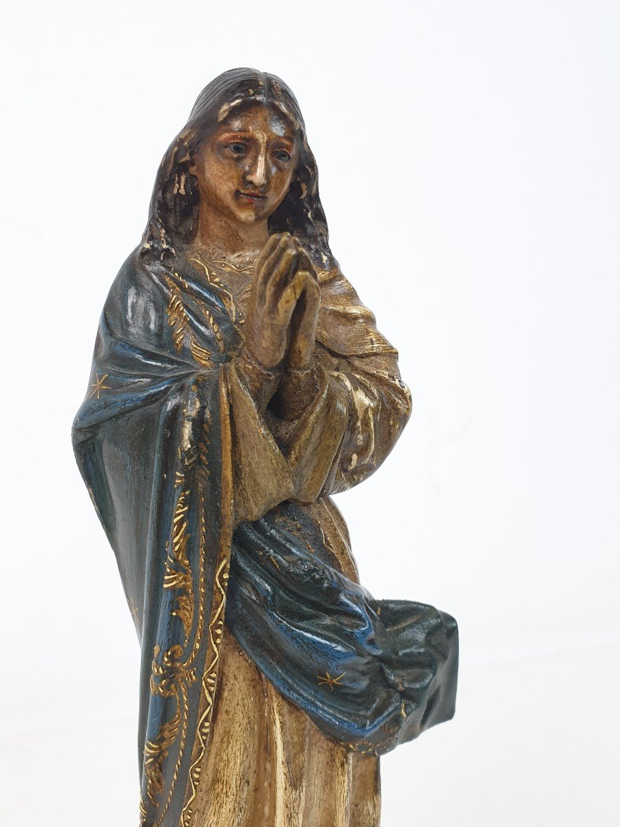 Figurine In Madonna Immaculata Polychrome 18th Century 32 Cm-photo-2