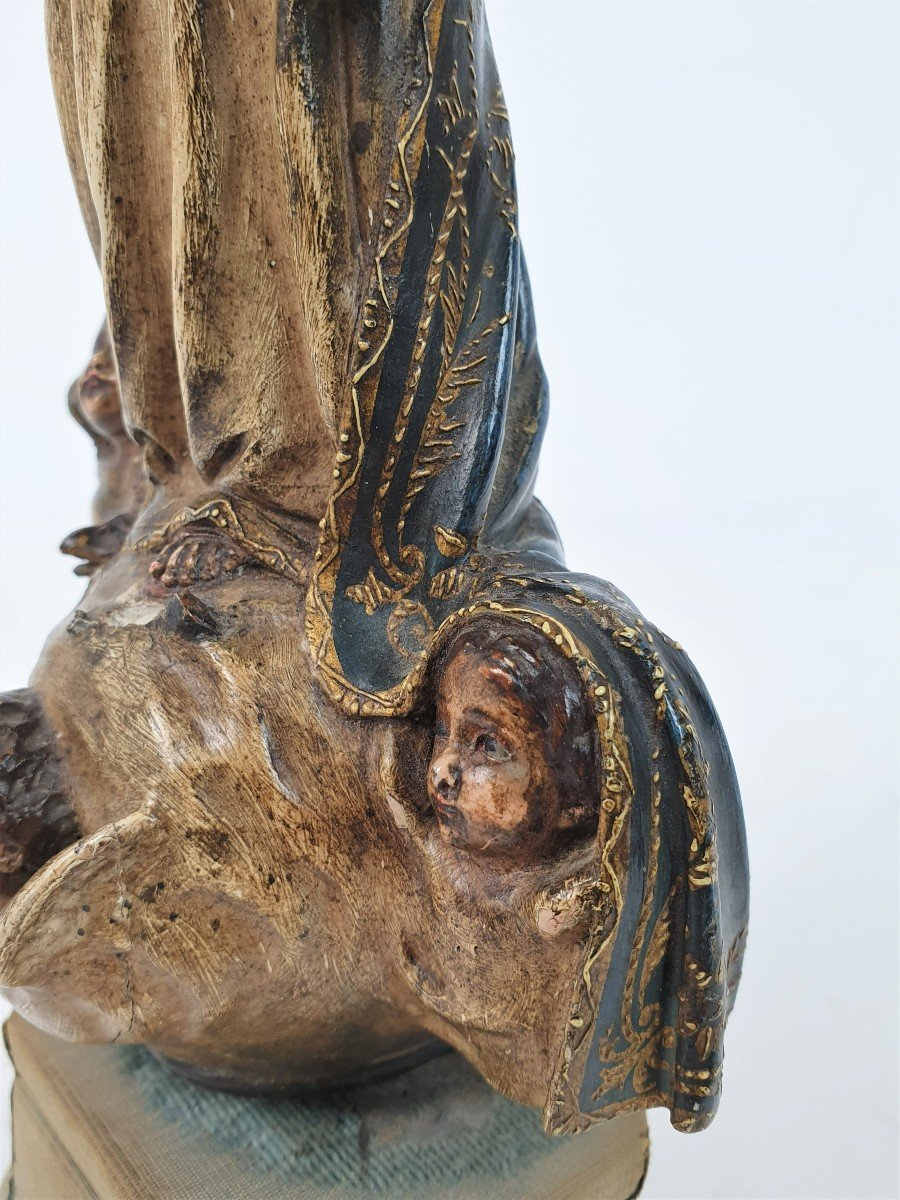 Figurine In Madonna Immaculata Polychrome 18th Century 32 Cm-photo-3