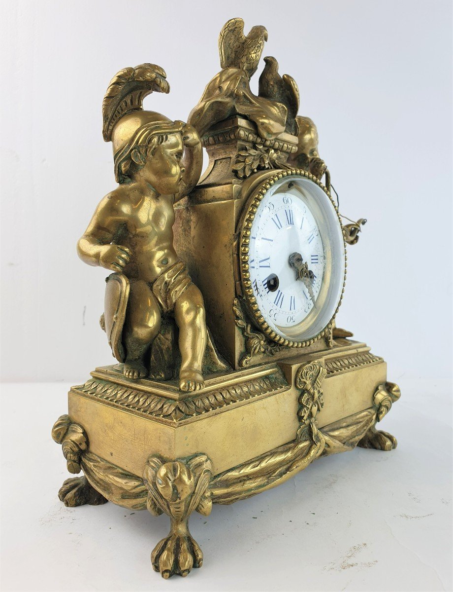 Pendulum In Dore Bronze Putto Miniature 19th Century-photo-2