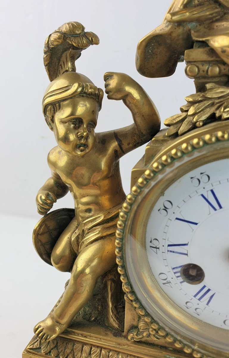 Pendulum In Dore Bronze Putto Miniature 19th Century-photo-2