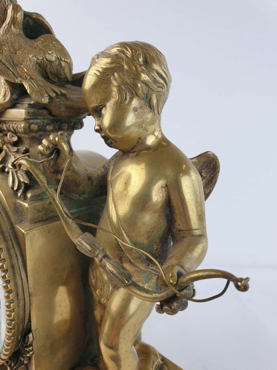 Pendulum In Dore Bronze Putto Miniature 19th Century-photo-6