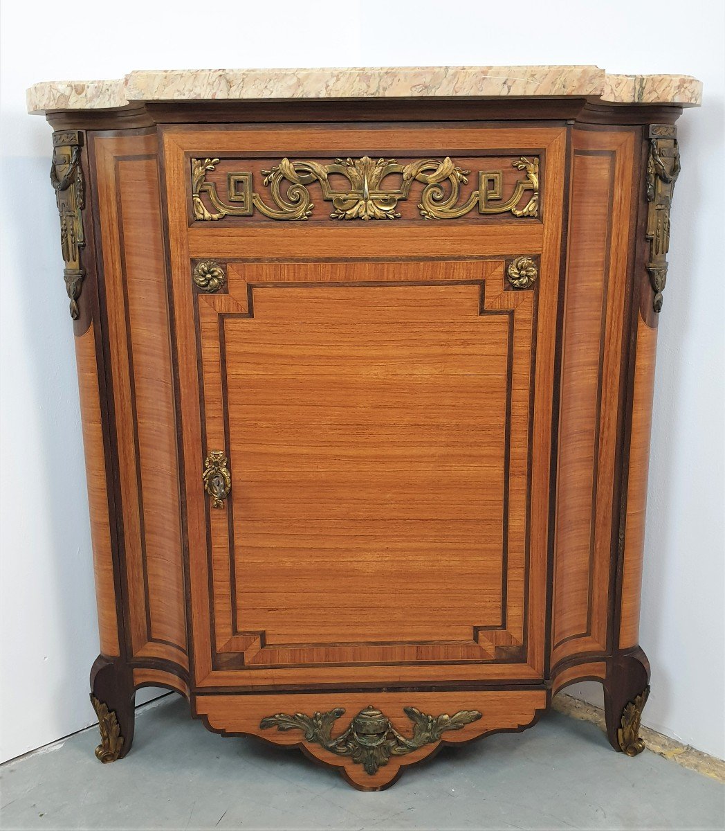 Napoleon III Bronze Marquetry Corner Cabinet