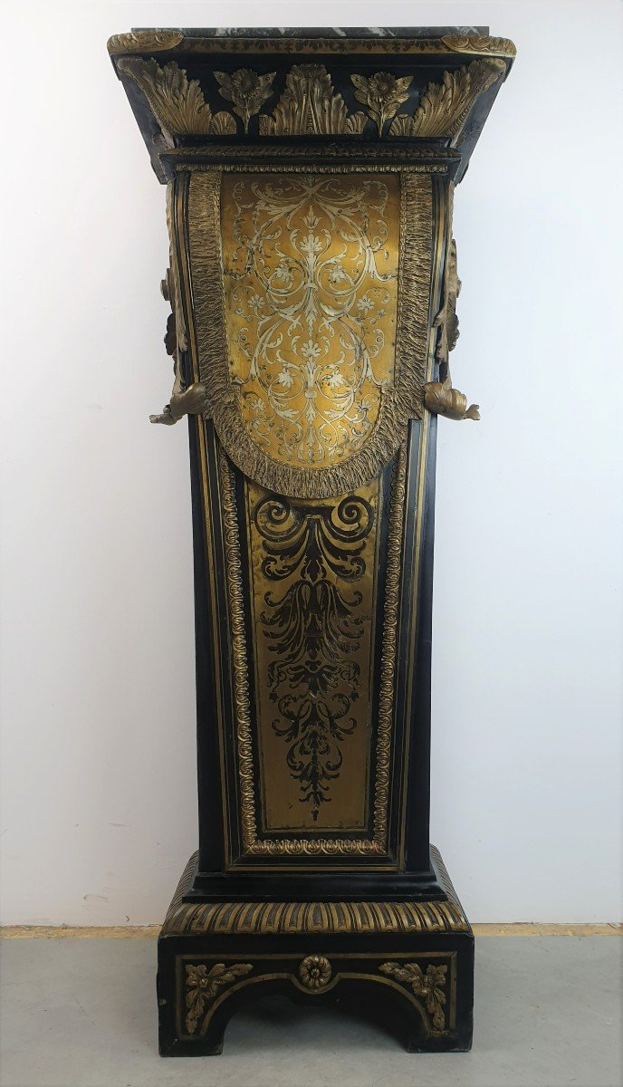 Column In Boulle Marquetry Louis XIV Style Andre Charles Boulle Model-photo-2