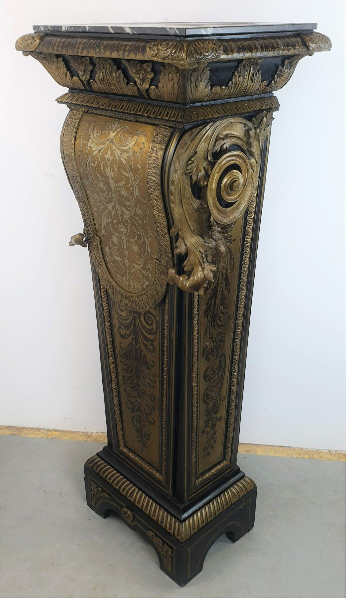 Column In Boulle Marquetry Louis XIV Style Andre Charles Boulle Model