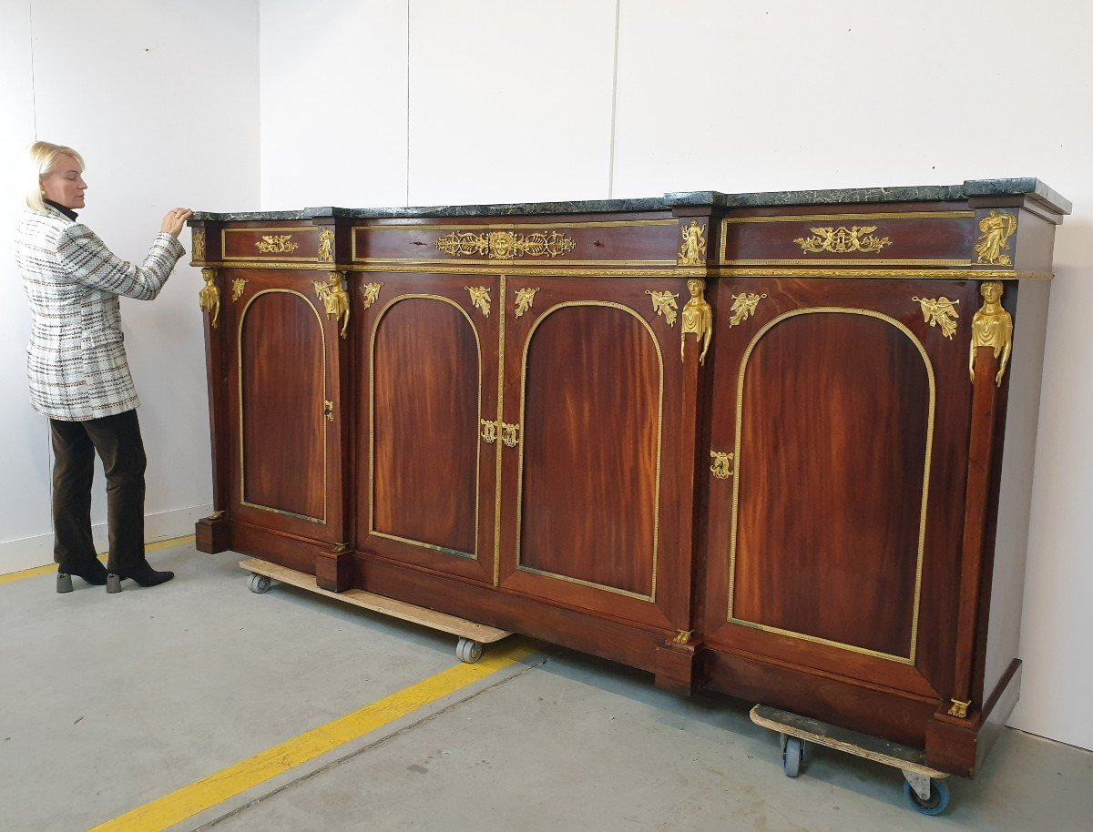 Monumental Buffet Empire 292 Cm Maison Krieger Bronze Dore Mahogany High Quality-photo-2
