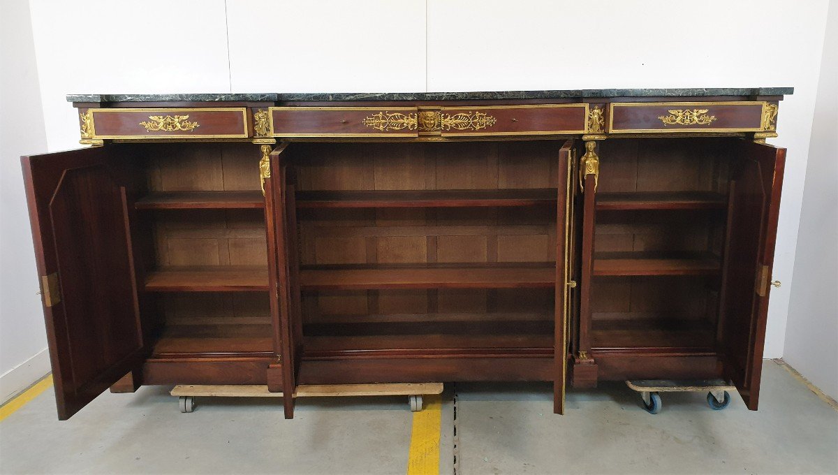 Monumental Buffet Empire 292 Cm Maison Krieger Bronze Dore Mahogany High Quality-photo-4