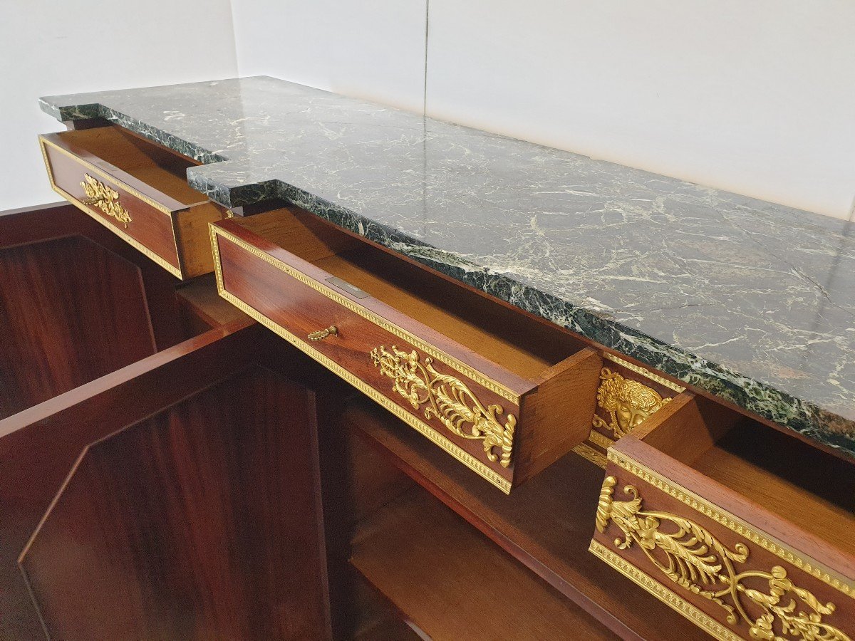 Monumental Buffet Empire 292 Cm Maison Krieger Bronze Dore Mahogany High Quality-photo-3